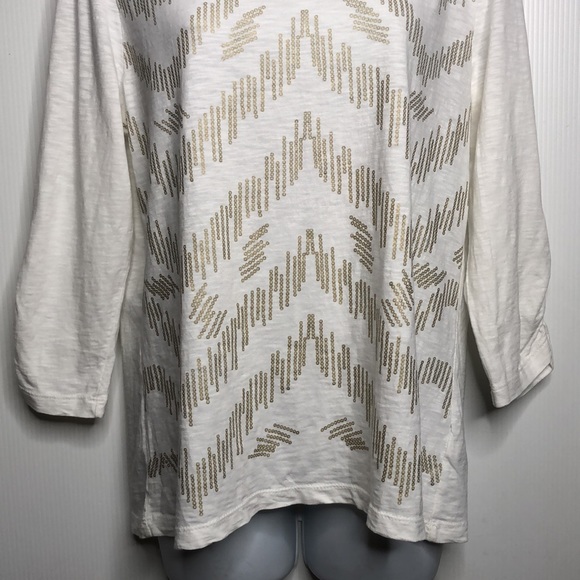 Zenergy Gold Chain Printed White Tee Plus Size 1X - Picture 3 of 11